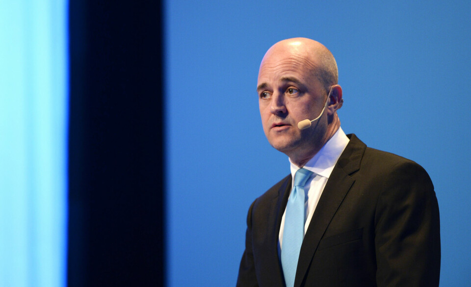 Statsminister Fredrik Reinfeldt talar på moderaternas valvaka efter valförlusten.
