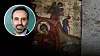 Blod på en ikon av jungfru Maria, i Mar Elias grekisk ortodoxa kyrka utanför Damaskus, Syrien 2025. Infälld bild på debattören Yusuf Aydin.