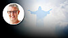 Illustration av Jesus i himlen. Infälld bild på debattören Lars Gunther.