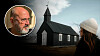 Ung kvinna tittar tillbaka över axeln på liten kyrkbyggnad. Infälld bild på debattören Stefan Kinert.