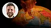Hand som pekar på upplyst jordglob i mörkt rum. Infälld bild på debattören Andreas Svedman.