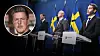 Pressträff på Rosenbad om nya lagförslag för anhöriginvandring. Infälld bild på debattören Daniel Berner.
