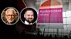 Banderoll med texten 'Kyrkomötet, välkomna!' samt 'Svenska kyrkan' hänger från taket framför stora fönster i Uppsala konsert och kongress. Infälld bild på debattörerna Kjell O Lejon och Andreas Stenkar Karlgren.