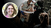 Personer lämnar ut mat från lastbilsflak. Infälld bild på debattören Emma Blomdahl.