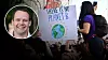 Klimatdemonstration, skylt med texten 'There is no Planet B'. Infälld bild på debattören Rickard Nordin.