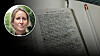Grekisk bibel med många anteckningar i kanterna. Infälld bild på debattören Hillevi Uddenfeldt.
