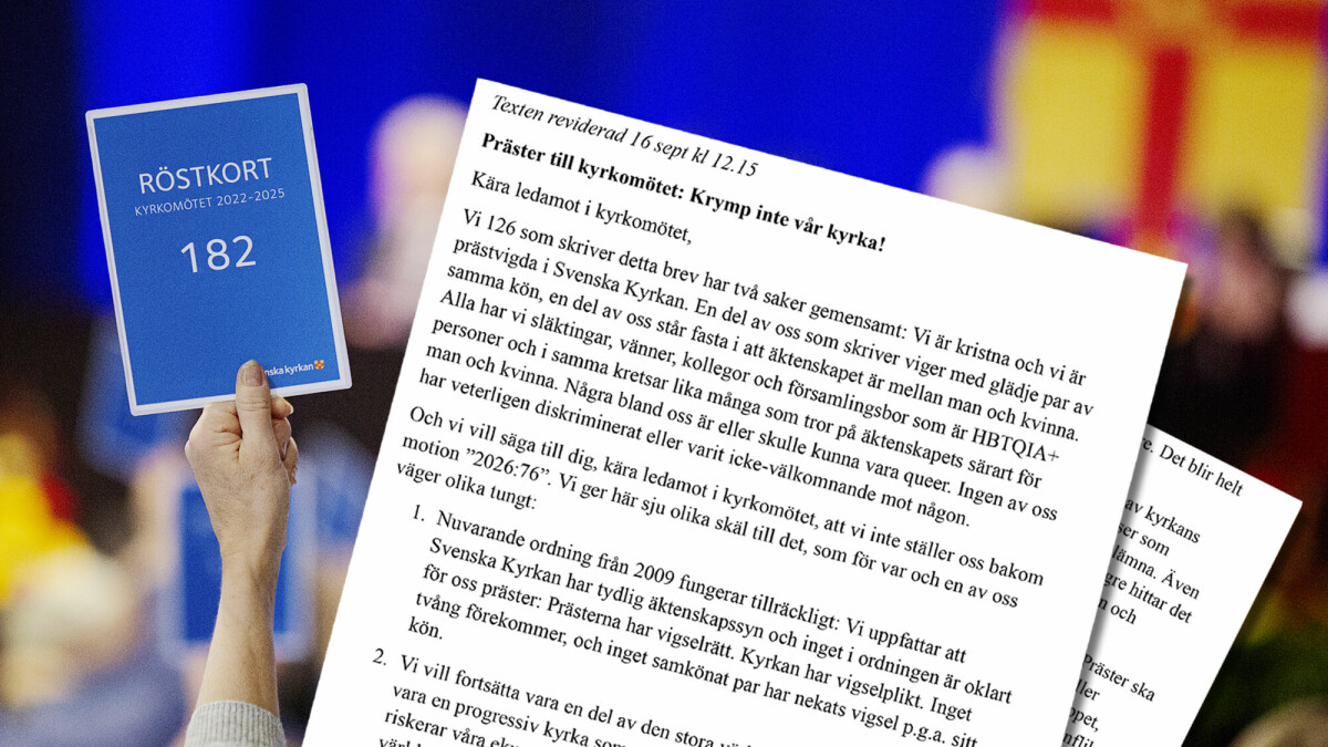 Hundratal präster uppmanar kyrkopolitiker att rösta emot vigselmotionen