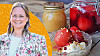 Inlagda lingonpäron med glass. Infälld bild på Elin Elg.