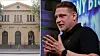 Exteriör, Folkungakyrkan i Stockholm. Tony Olsson talar på scen under gudstjänst.