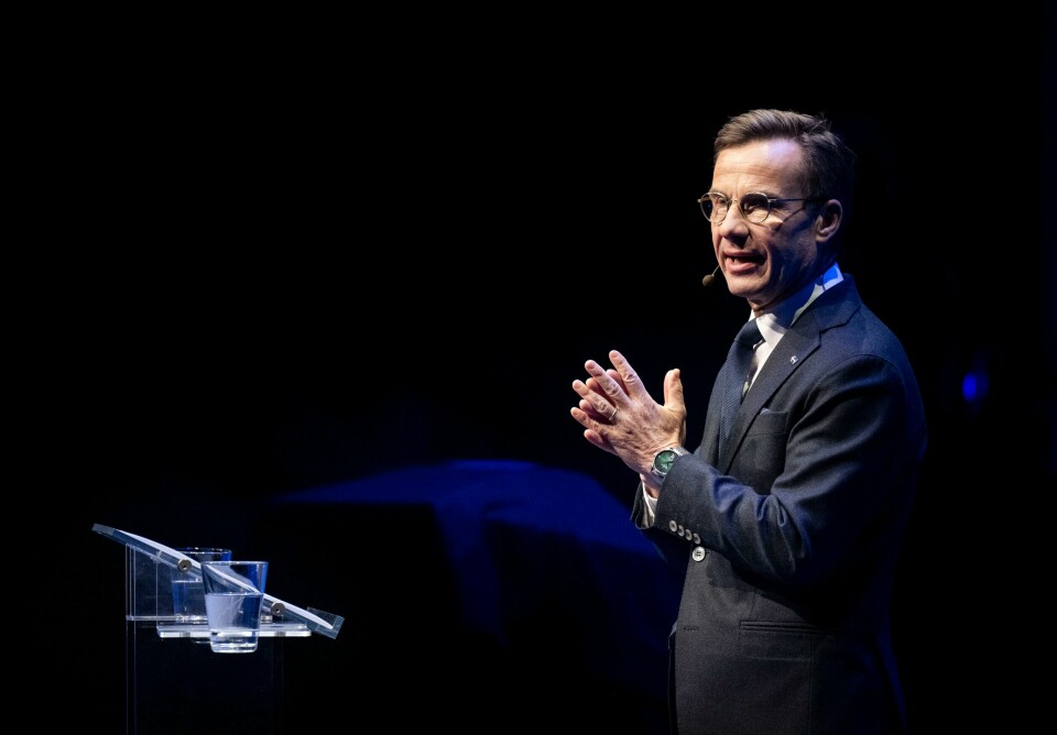 Statsministern och M-ledaren Ulf Kristersson vid partistämman i Umeå. Statsminister Ulf Kristersson.