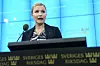 Kristdemokraterna partiledare Ebba Busch Thor håller pressträff i riksdagen.