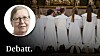Konfirmander i Svenska kyrkan böjer knä. Infälld bild på Elisabeth Sandlund.