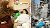 Mamma Lina al-Matrabey tröstar dottern Sarah, 4, på Shifa-sjukhuset i Gaza.