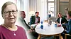 Vid tisdagens lunch diskuterades politiska hjärtefrågor med stor tyngd. Från vänster Mikael Eriksson, stabschef SD, Jimmie Åkesson, partiledare SD, Ebba Busch Thor, partiledare KD, och Martin Kits, stabschef KD.