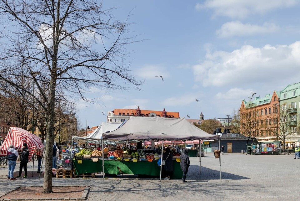 Möllevångstorget i Malmö. Tusentals demonstranter kommer under de kommande dagarna att ge sig ut på gator och torg för att försöka stoppa Israels medverkan i Eurovision Song Contest. Malmö inför Eurovision 2024.