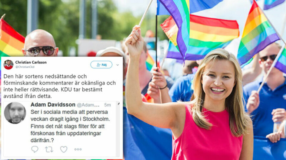 2016 gick KD:s partiledare Ebba Busch Thor i prideparaden för första gången. 2016 gick KD:s partiledare Ebba Busch Thor i prideparaden för första gången.