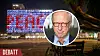 Infälld bild på Gunnar Hökmark över bild på Tel Aviv City Hall som är upplyst med ordet för 'fred' på engelska.