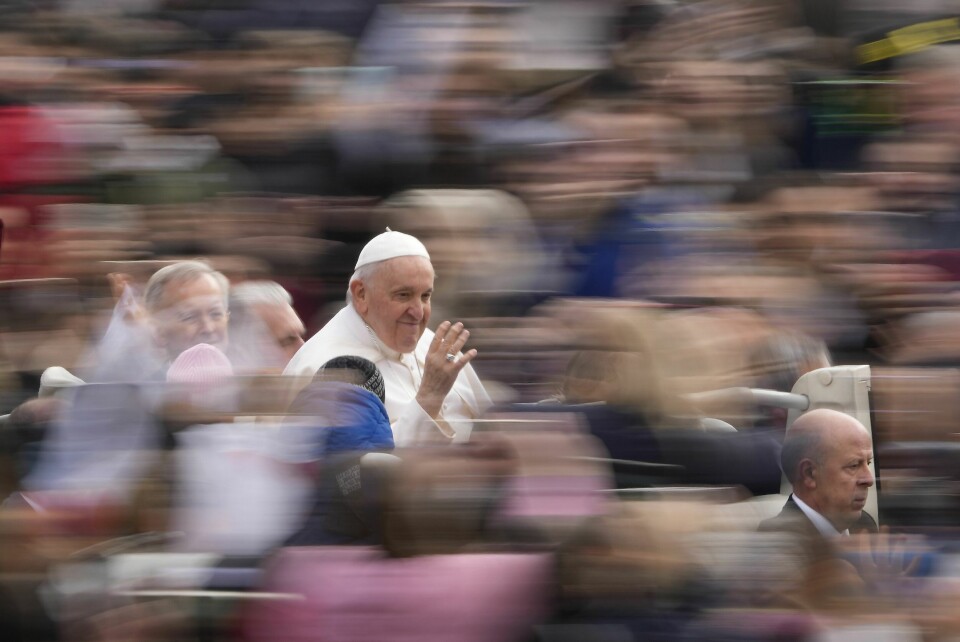Påve Franciskus under onsdagen. Påve Franciskus på onsdagen.