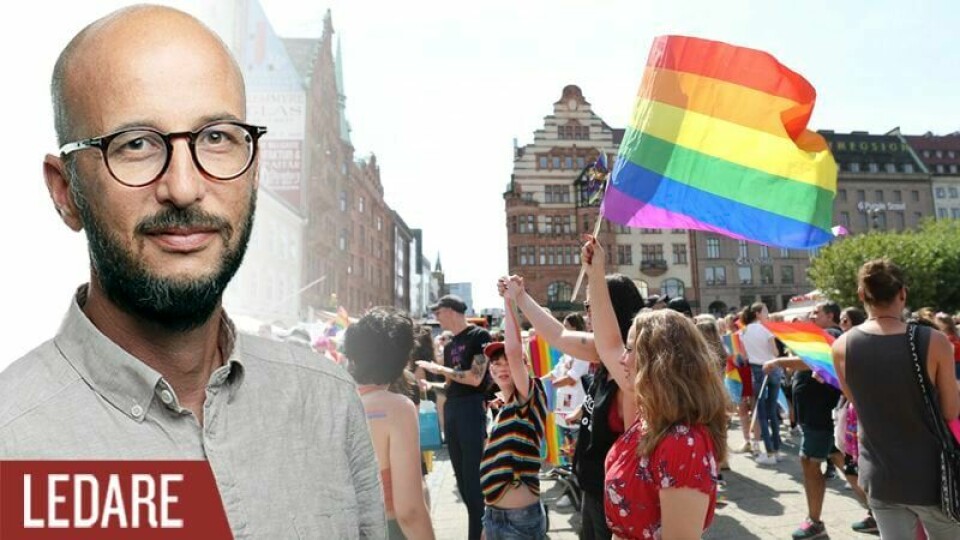 Uppfattningen om vad Pridefestivalen handlar om går isär. Bild från Malmö Pride. Uppfattningen om vad Pridefestivalen handlar om går isär. Bild från Malmö Pride.