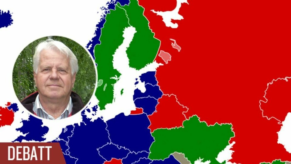 Nato är ju bara en försvarsallians, förkunnar Natochefen Jens Stoltenberg.Men så ser inte Rysslands verklighetsuppfattning ut. För Putin och hans generaler har Nato näst intill omringat landet, skriver Sune Olofson. Östersjöområdet med Natoländer (blå) Ryssland (röd) och alliansfria (grön).