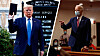 Donald Trump håller upp en bibel, Joe Biden besöker en kyrka.