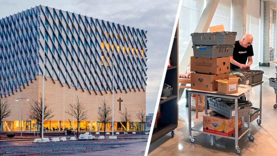 Frihamnskyrkans matutdelning. Frihamnskyrkans matutdelning.