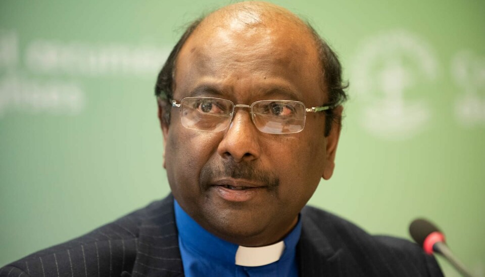 Jerry Pillay, generalsekreterare för Kyrkornas världsråd. Jerry Pillay i prästkrage.