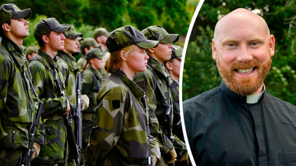 Hans jobb är andliga samtal inom Försvarsmakten: ”Det är mitt kall” Niklas Utterhall arbetar som regementspastor och är alltid tillgänglig för själavård och samtal med rekryter och anställda. “Det kom som en chock när man ryckte in, det är inte på lek. Då kan man vända sig till pastorn med de existentiella frågorna.”
