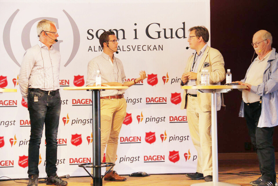 DEBATT. Kyrkovalsdebatt i Almedalen, med Jan Erik Amilén (Frimodig kyrka), Jesper Eneroth (Socialdemokraterna), Martin Tunström, (politisk chefredaktör Barometern) och Lars B Stenström (präst). DEBATT. Kyrkovalsdebatt i Almedalen, med Jan Erik Amilén (Frimodig kyrka), Jesper Eneroth (Socialdemokraterna), Martin Tunström, (politisk chefredaktör Barometern) och Lars B Stenström (präst).