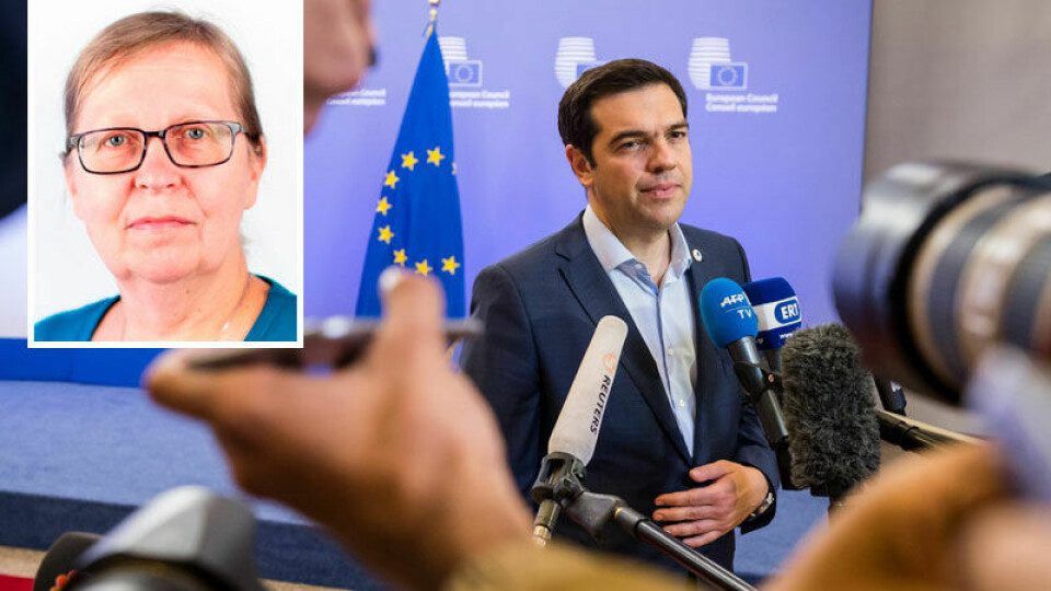 Det blev en överenskommelse om fortsatta nödlån till Grekland, men det är ännu för tidigt att andas ut, skriver Elisabeth Sandlund. Bilden: Greklands premiärminister Alexis Tsipras när han under måndagen möter medierna efter mötet med eurozonens stats- och regeringschefer. Det blev en överenskommelse om fortsatta nödlån till Grekland, men det är ännu för tidigt att andas ut, skriver Elisabeth Sandlund. Bilden: Greklands premiärminister Alexis Tsipras när han under måndagen möter medierna efter mötet med eurozonens stats- och regeringschefer.