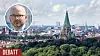 Utsikt över Vitabergsparken och Sofia kyrka på Södermalm i Stockholm.