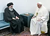 Storayatollan Ali al-Sistani tog emot påve Franciskus i Najaf.