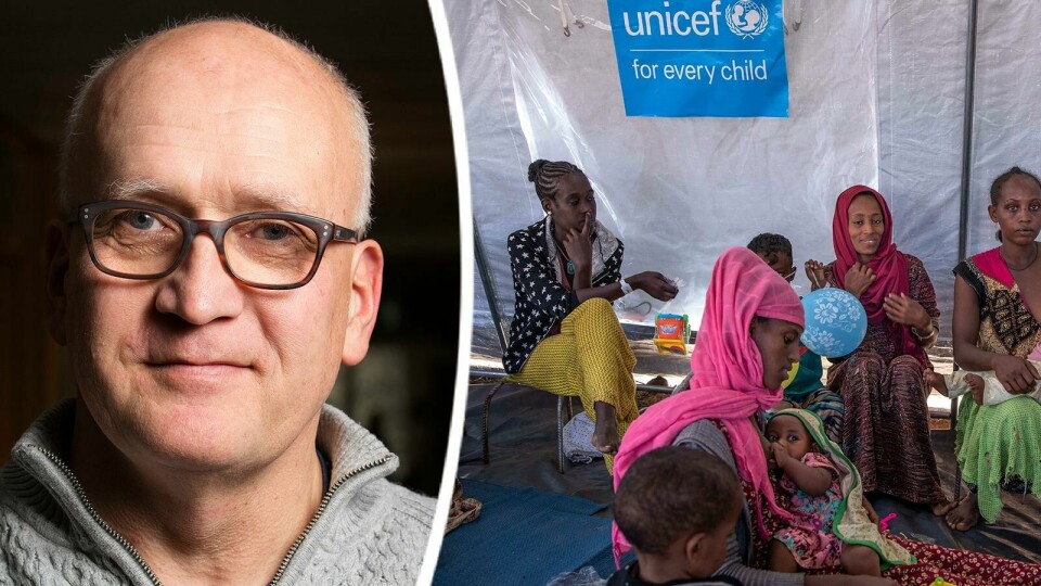 FN-organet UNICEF tillhör de organisationer som riskerar minskat stöd när pengar fördelas från den svenska budget som presenterades i veckan. - Vi ser ett paradigmskifte när det gäller svenskt bistånd, säger Magnus Walan på Diakonia. Här får kvinnor och barn hjälp i ett av UNICEFS tält sedan de flytt från Tigrayprovinsen i Etiopien (2020).