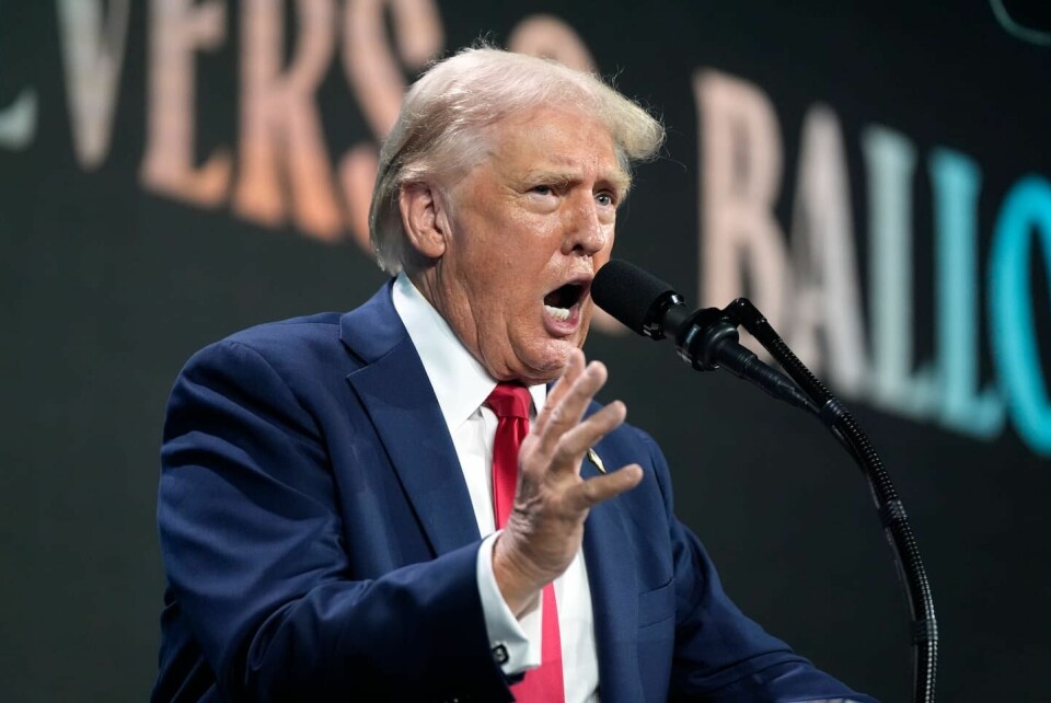 Donald Trump talar på 'The Turning Point Believers' Summit' i somras,
