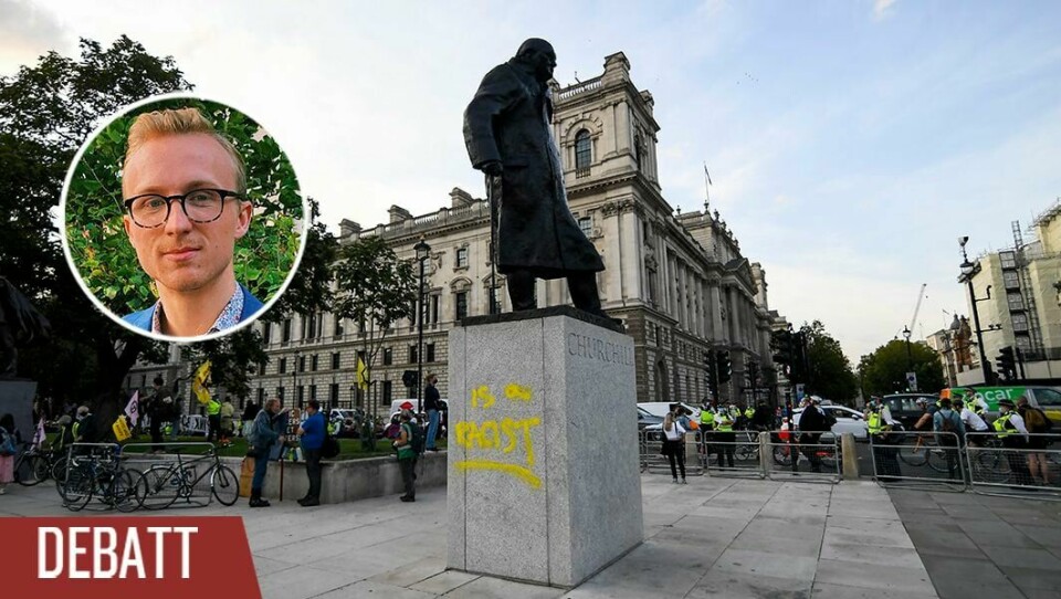 Varken levande eller död kommer undan de nya kraven på millimeterperfektion. I samband med vågen av BLM-protester förra sommaren tillämpades dessa krav även på historiska personer, skriver Natanael Kvidal. En staty i London av Winston Churchill vandaliserad med texten “racist”.