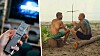 Två deltagare i årets säsong av Robinson har satt upp en kors av trädkvistar på stranden och har förtroliga samtal om livet och kristen tro.