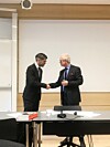 Joel Halldorf och Arne Olsson under fakultetsopponeringen vid Lunds Universitet.
