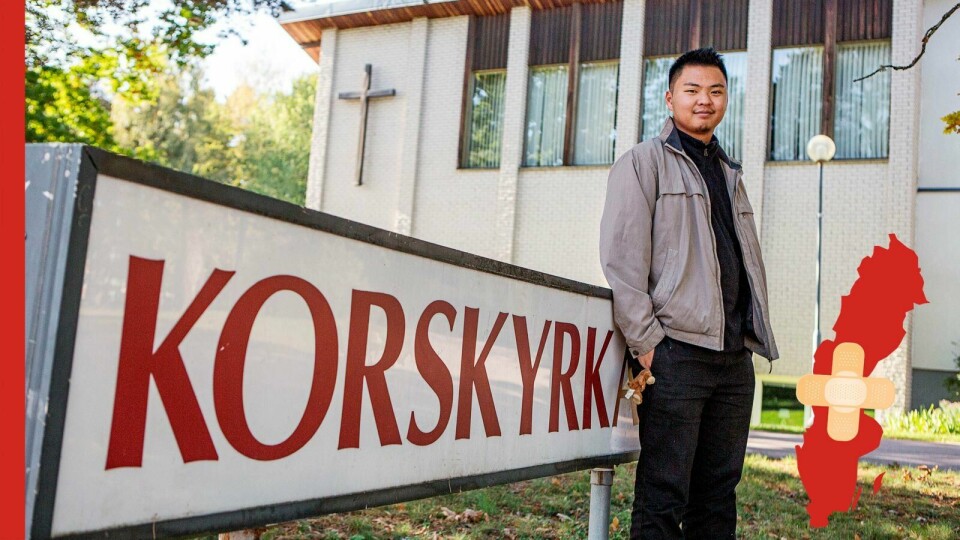 Erik Nyberg, ungdomsledare i Korskyrkan Västerås. Erik Nyberg utanför i Korskyrkan Västerås.