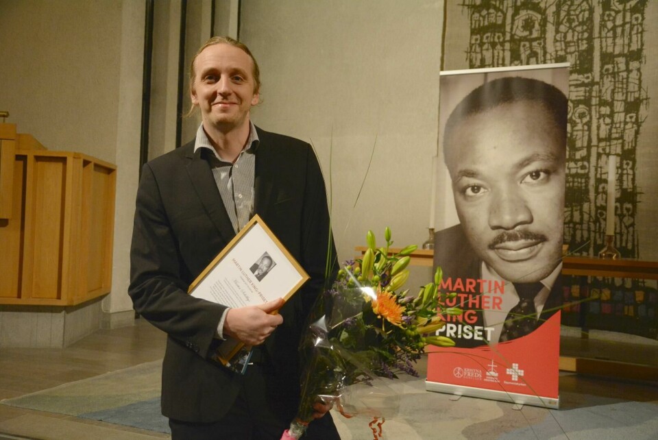 Journalisten Martin Schibbye känner sig hedrad över att ta emot diplom i Martin Luther Kings anda. Journalisten Martin Schibbye känner sig hedrad över att ta emot diplom i Martin Luther Kings anda.