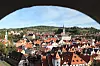 Värlsarv. Pittoreska Český Krumlov sett från slottet.