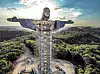 View of a Christ statue being built in Encantado, Rio Grande do Sul state, Brazil, on April 09, 2021. - The Christ the Protector statue under construction in Encantado will be larger than Rio de Janeiro's Christ the Redeemer and the third-largest in the world. (Photo by SILVIO AVILA / AFP)