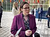 Utrikesminister Maria Malmer Stenergard (M) på väg in till måndagens EU-möte i Luxemburg.