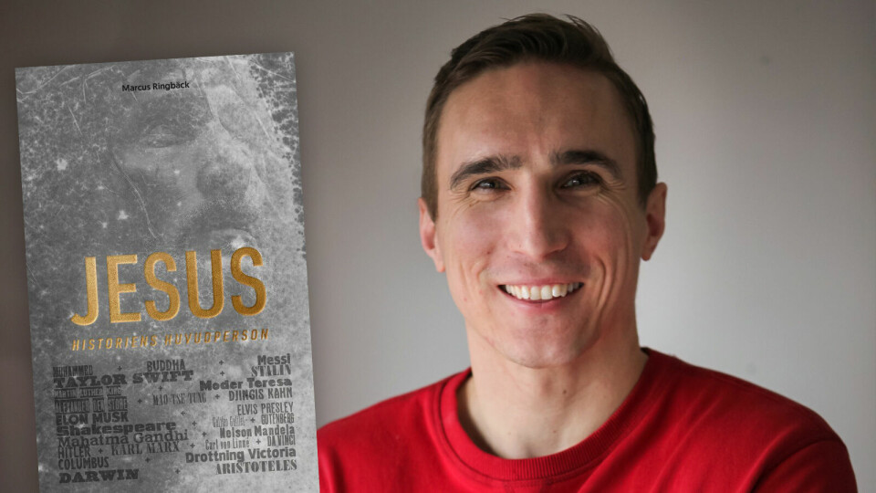 'Jesus – historiens huvudperson' av Marcus Ringbäck. Omslag, boken 'Jesus – historiens huvudperson', samt författaren Marcus Ringbäck.