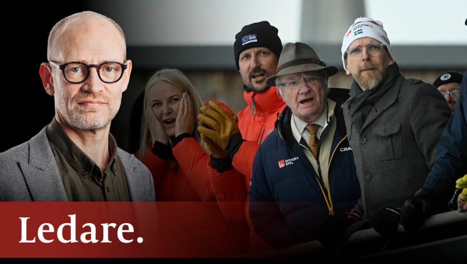 Sveriges kung Carl Gustaf tillsammans med Norges drottning Sonja, kronprinsessan Mette-Marit och kronprins Haakon, samt Sveriges idrottsminister Jakob Forssmed (KD) hejar på under sprinttävlingarna på skid-VM 2025 i Trondheim. Sveriges kung Carl Gustaf tillsammans med Norges drottning Sonja, kronprinsessan Mette-Marit och kronprins Haakon, samt Sveriges idrottsminister Jakob Forssmed (KD) hejar på under sprinttävlingarna på skid-VM 2025 i Trondheim.