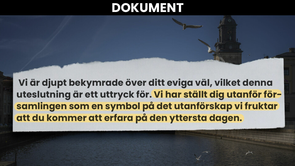 ”Linn” vägrade församlingstukt i G8B – blev utesluten