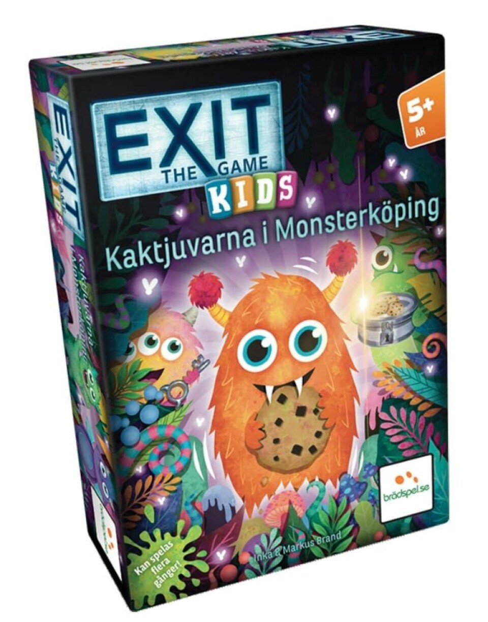 Samlas runt ett brädspel i påsk Omslag: Kaktjuvarna i Monsterköping, Exit the Game kids