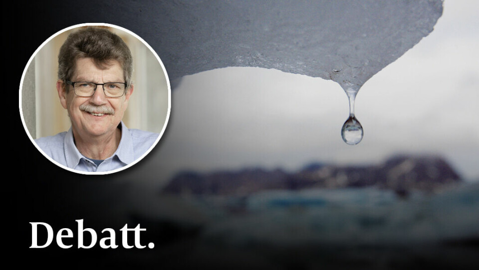 Från satelliter kan vi mäta att cirka 300 000 000 000 000 liter smält färskvatten rinner ut i havet från Grönlands smältande inlandsis – netto varje år, skriver Michael Tjernström. Från satelliter kan vi mäta att cirka 300 000 000 000 000 liter smält färskvatten rinner ut i havet från Grönlands smältande inlandsis – netto varje år, skriver Michael Tjernström.