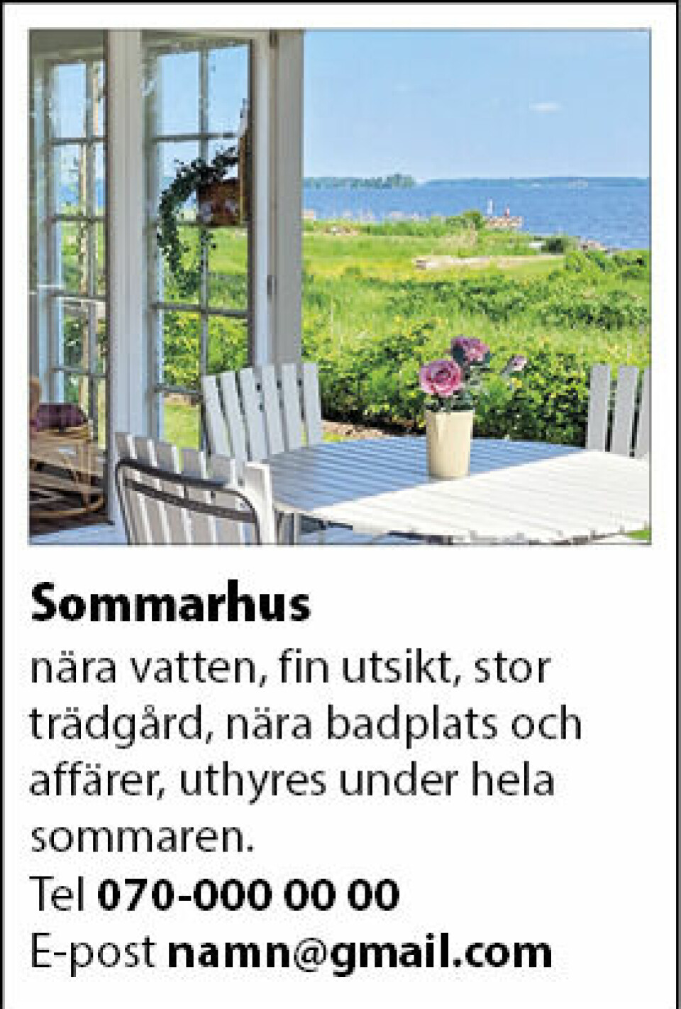 Exempel på radannons med eller utan bild.