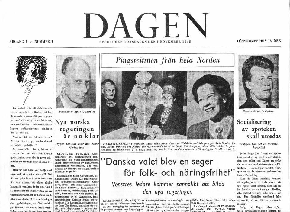 Det första numret av Dagen.