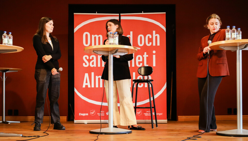 (G) som i Gud-seminarium från Almedalen i Visby, med Annika Hirvonen (MP), Petra Noreback och Lovisa Lanryd. Samtalet modererades av Felicia Ferreira.